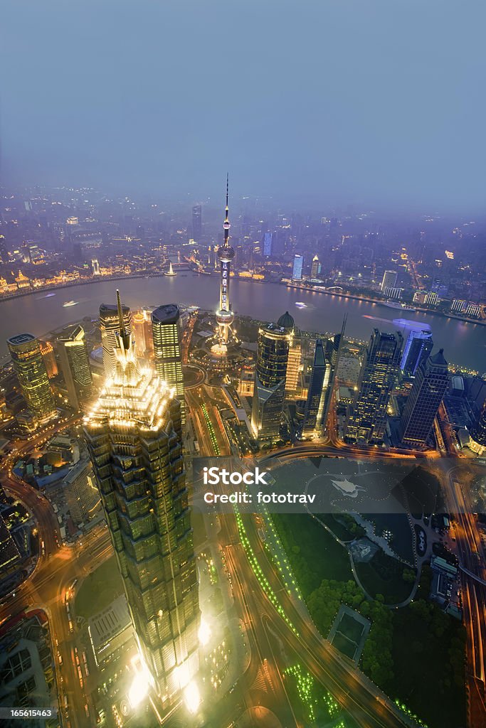 Shanghai Pudong skyline, vista aérea - Foto de stock de Aire libre libre de derechos