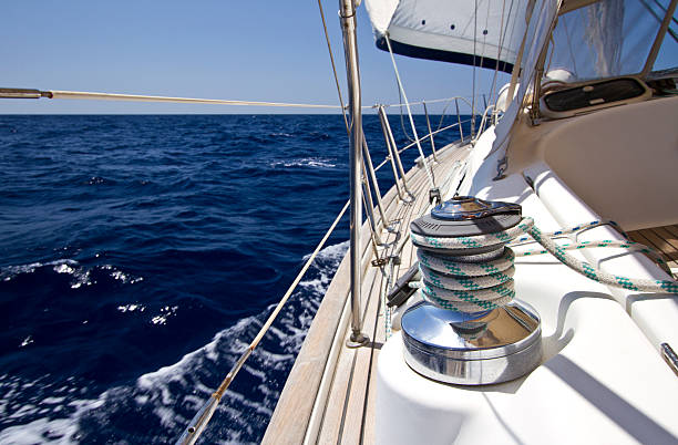 istock Sail boat winch at sea 165615533