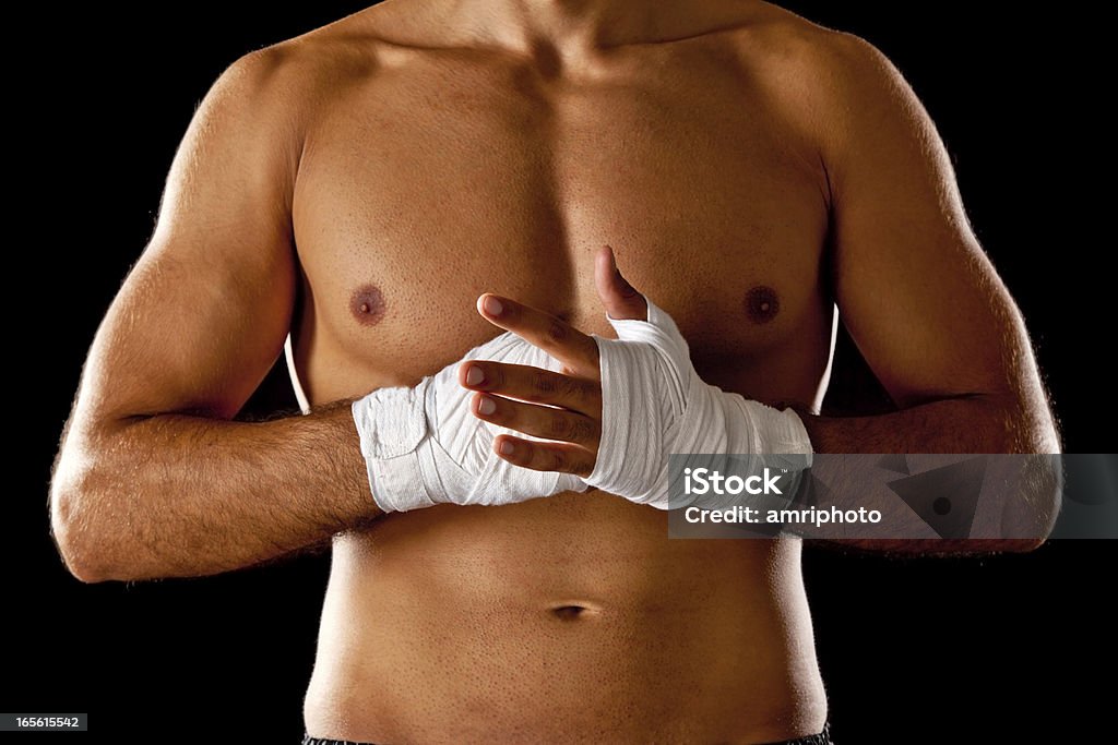 Parte superior do corpo de kickboxer - Foto de stock de Abdome royalty-free
