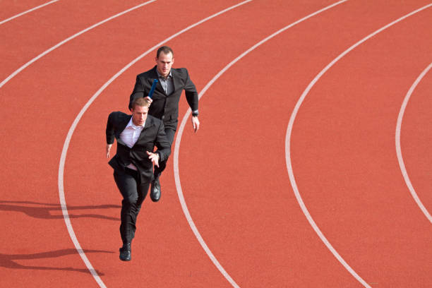 business competitors on sports track