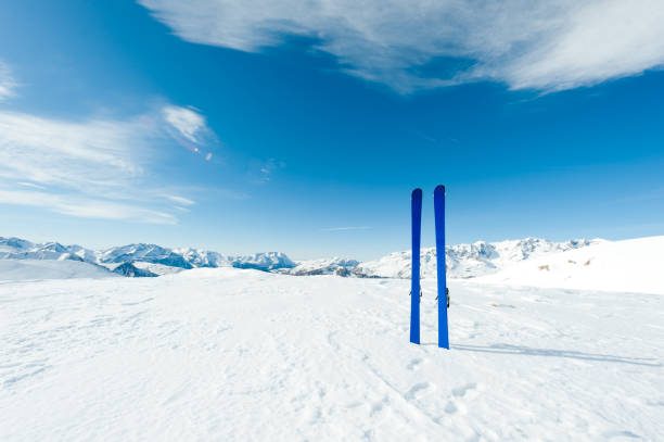 Winter High Mountain Landscape with ski. The photo was taken in the French Alps, La Grave-Le Meije
