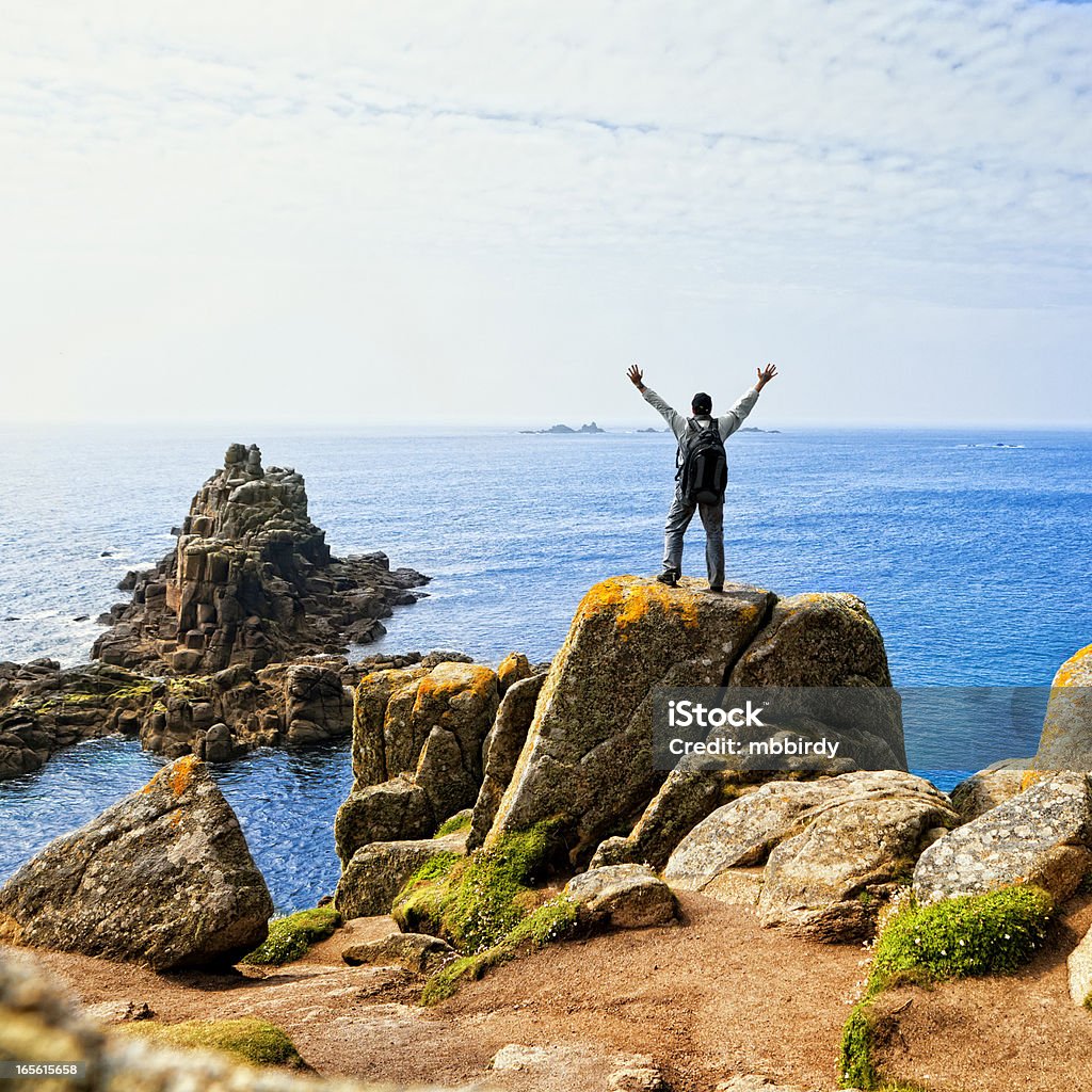 Happy Wanderer von Lands End, Veranstaltungsraum "Cornwall" - Lizenzfrei Anhöhe Stock-Foto