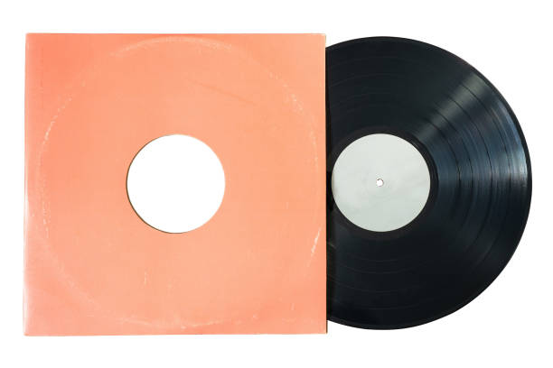 płyta winylowa w pomarańczowej papierowej okładce albumu - cd audio zdjęcia i obrazy z banku zdjęć