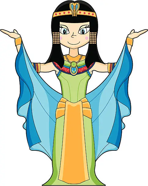 Vector illustration of Cute Cleopatra Egyptian Queen