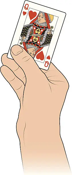 Vector illustration of Hand and Queen of Hearts