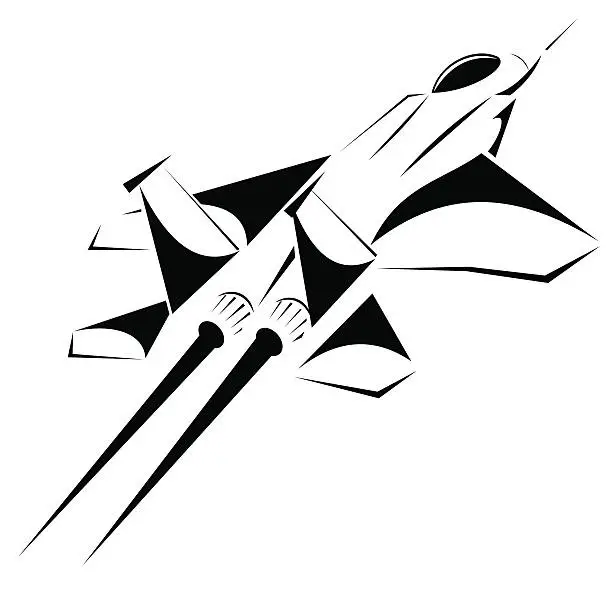 Vector illustration of F-15 eagle line art V