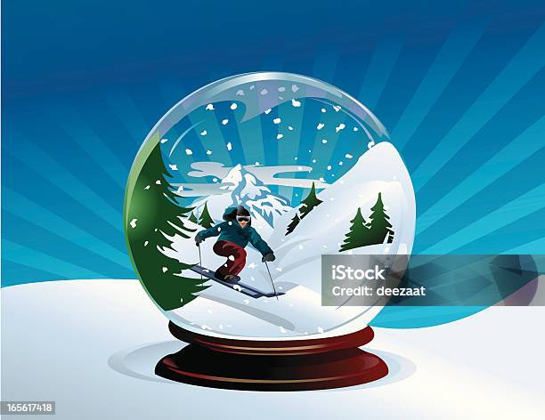 Sciatore Di Neve - Immagini vettoriali stock e altre immagini di Sfera di vetro con la neve - Sfera di vetro con la neve, Sci - Attrezzatura sportiva, Sci - Sci e snowboard