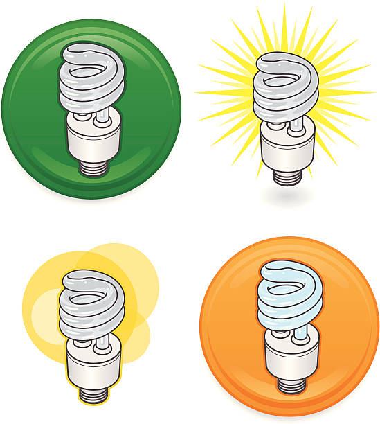 Isometric CFL Light Bulb vector art illustration