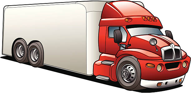 Cartoon Delivery Semi Truck vector art illustration