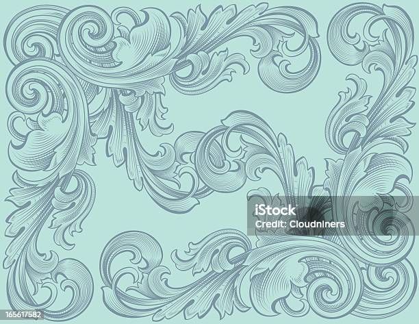 Old Canto De Arabesque - Arte vetorial de stock e mais imagens de Azul - Azul, Canto, Enfeitado