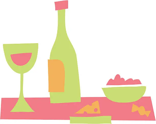 Vector illustration of Wine & cheese