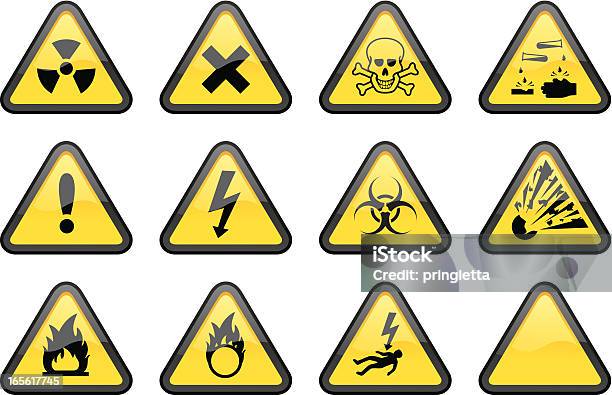 Segnali Di Pericolo Triangolare - Immagini vettoriali stock e altre immagini di Alta tensione - Alta tensione, Triangolo - Forma bidimensionale, Esplodere