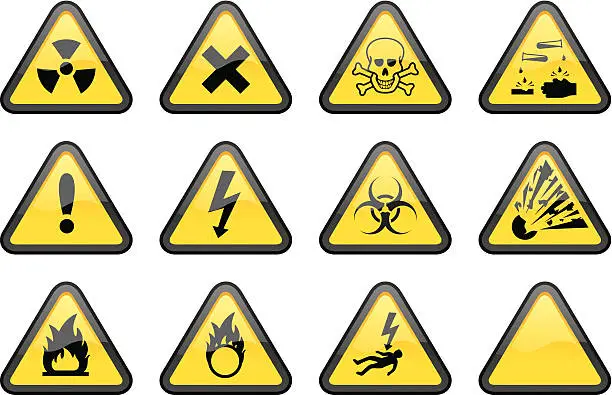 Vector illustration of Triangular Hazard Signs