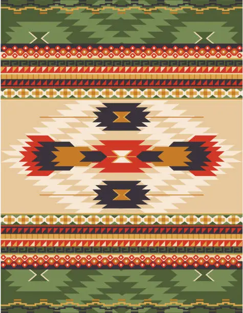 Vector illustration of Native American, Aztec, Mian Pattern, RUG