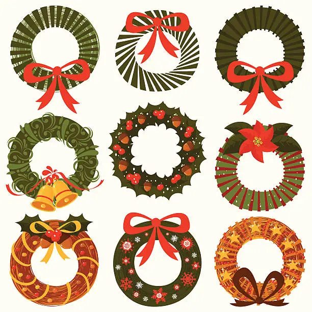 Vector illustration of Ornamental Wreath collection