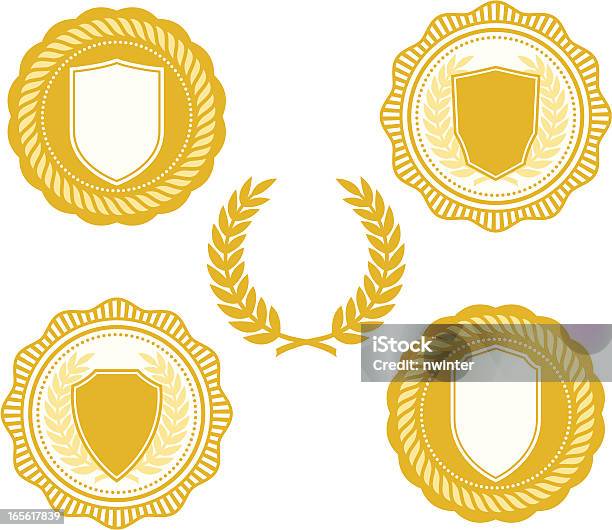 Vetores de Gold Collegiate Vedações e mais imagens de Dourado - Descrição de Cor - Dourado - Descrição de Cor, Ouro - Metal, Selo - Timbre