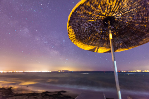 Vacation in Turkey view of Milky way in Aegen Sea during summer