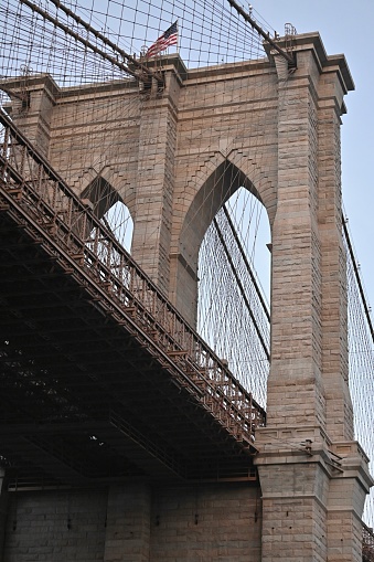 Close-up of of the Brooklyn Bridge
