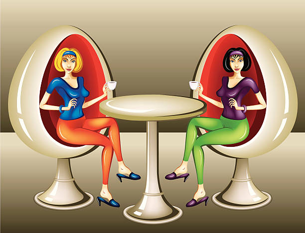 illustrazioni stock, clip art, cartoni animati e icone di tendenza di ragazze in caffè - women coffee tea party drinking