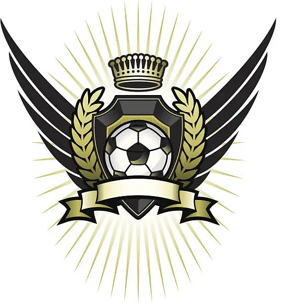 Vector illustration of Winged soccer emblem