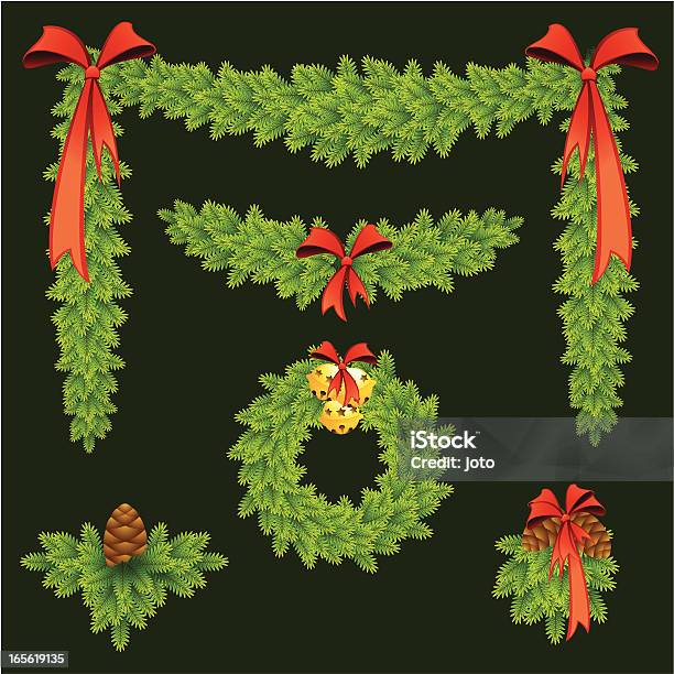 Pine Girlanden Stock Vektor Art und mehr Bilder von Blumenkranz - Blumenkranz, Girlande - Dekoration, Weihnachten