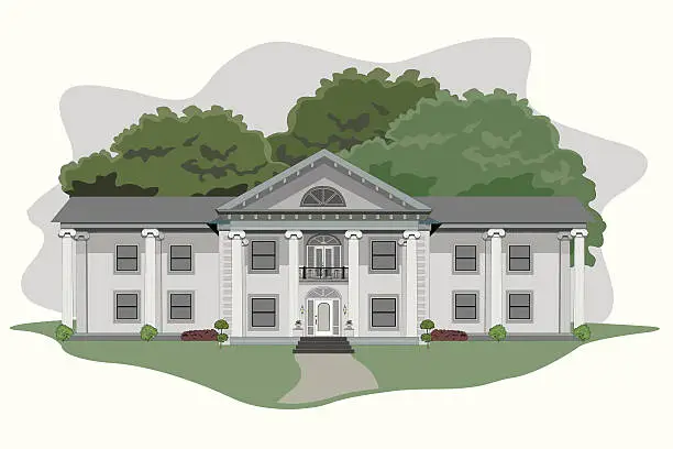 Vector illustration of Illustration of a large plantation house