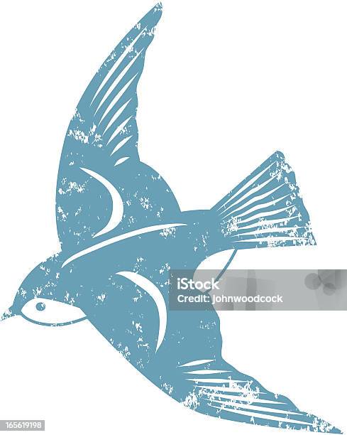 Ilustración de Grunge Pájaro y más Vectores Libres de Derechos de Golondrina - Golondrina, Anticuado, Técnica de textura grunge
