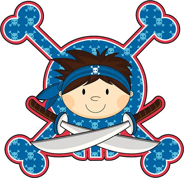 Vector illustration of Cute Pirate Boy Icon
