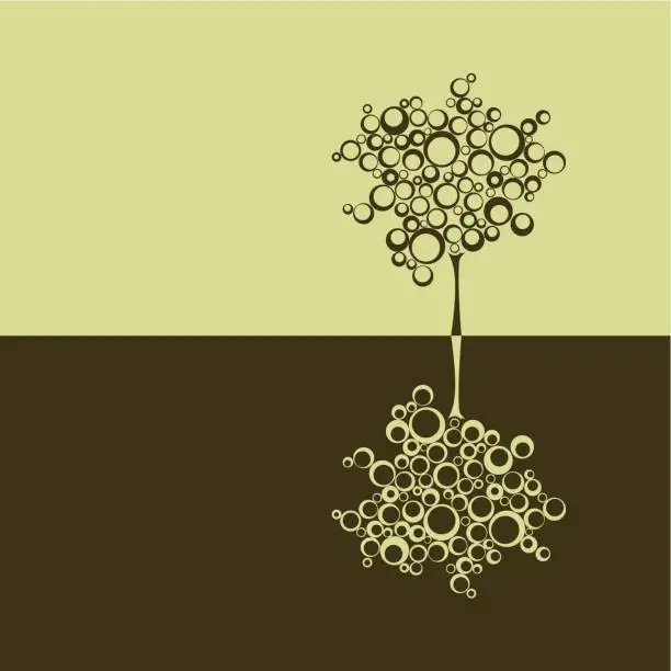 Vector illustration of Tree reflection