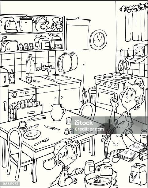Cozinha - Arte vetorial de stock e mais imagens de Mãe - Mãe, Adulto, Chefe de Cozinha