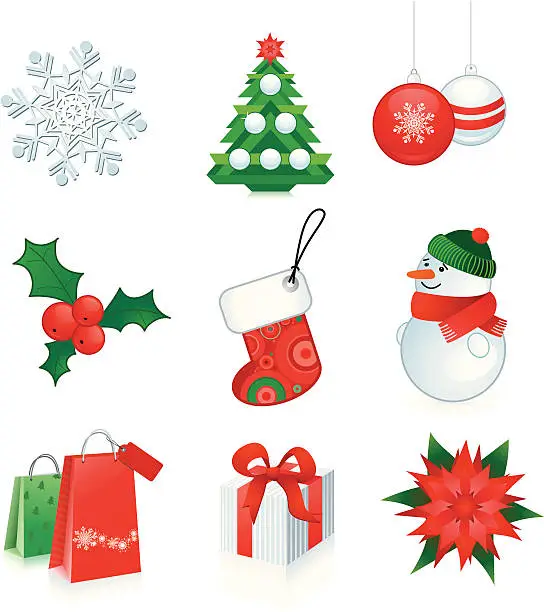 Vector illustration of Christmas icons - classic