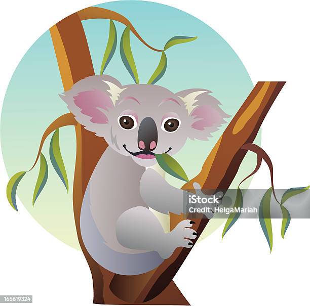 Ilustración de Linda Comer Bebé Oso Koala Sentado En Australian Árbol De Eucalipto y más Vectores Libres de Derechos de Árbol de eucalipto