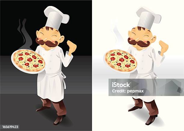 Chef Mit Pizza Vollständige Bild Smoky Stock Vektor Art und mehr Bilder von Kochberuf - Kochberuf, Senioren - Männer, Alter Erwachsener