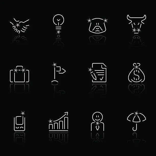 Vector illustration of business icons - negro estrella