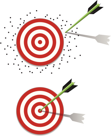 Illustration depicting hitting and missing your target.  ZIP file included in download contains separate high resolution JPG files for each target image.  Your download will also include the two targets together on one JPG file and the Vector EPS file.