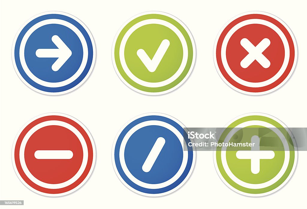 Aktionssymbole Runde Aufkleber - Lizenzfrei Plus-Zeichen Vektorgrafik