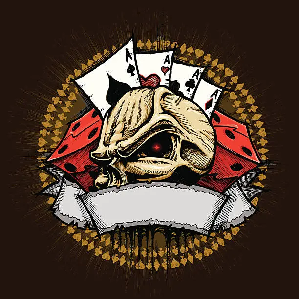 Vector illustration of Skull Gambler