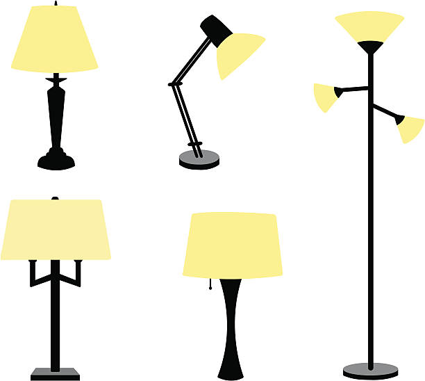 lampe set - floor lamp lamp lamp shade contemporary stock-grafiken, -clipart, -cartoons und -symbole