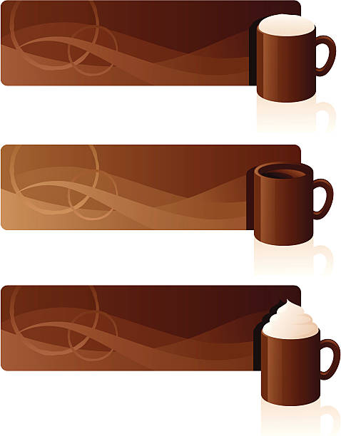 Brown Coffee Banners Red coffee banners. black coffee swirl stock illustrations