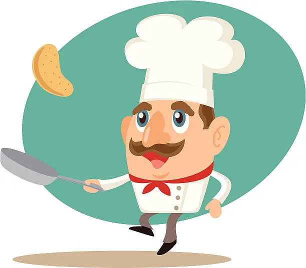 Vector illustration of Chef and Frying Pan