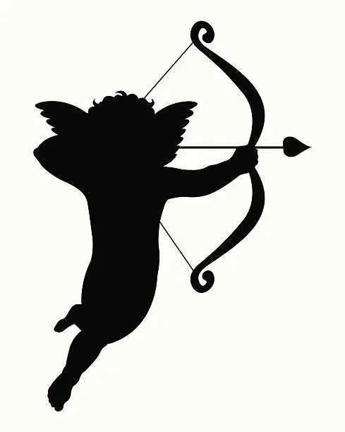 Vector illustration of Cupid shadow with bow and arrows