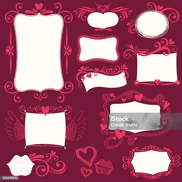 Hand Drawn Label Collection Stock Illustration - Download Image Now - Valentine's Day - Holiday, Border - Frame, Valentine Card
