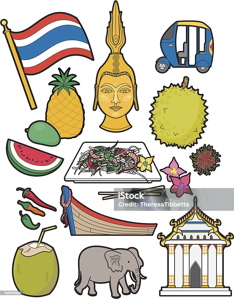 Cibo tailandese e cultura - arte vettoriale royalty-free di Illustrazione