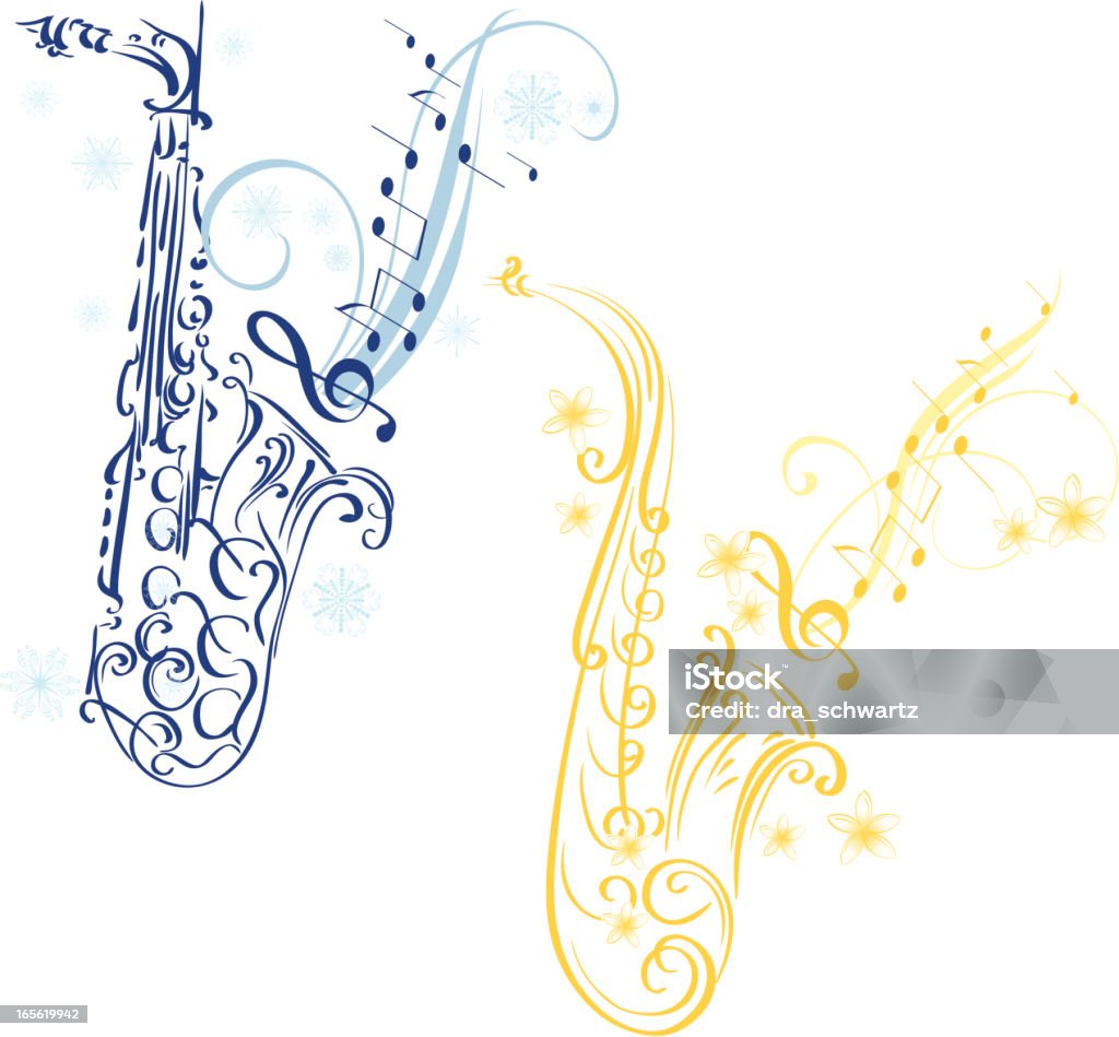 En hiver comme en été, de la musique - clipart vectoriel de Saxophone libre de droits