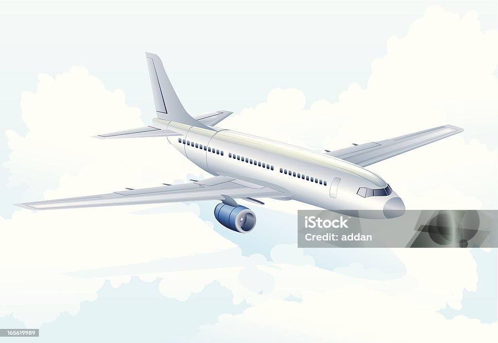 Airplane Vector illustration of airplane over the clouds Commercial Airplane stock vector