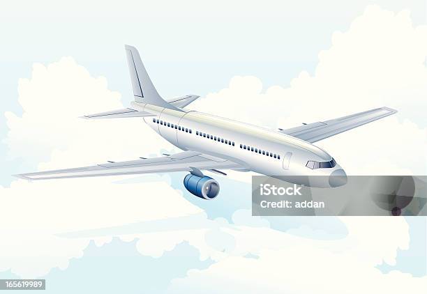 Airplane Stock Illustration - Download Image Now - Commercial Airplane, Retro Style, Vector
