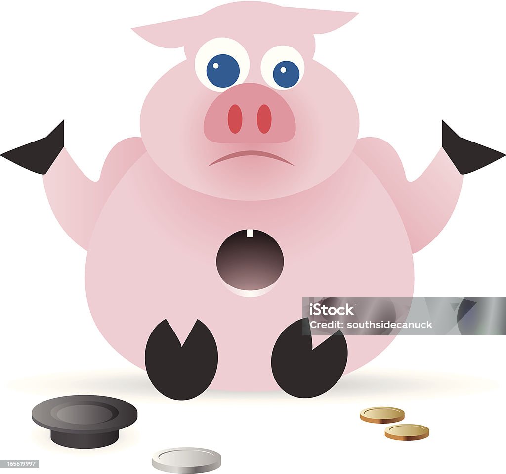 Empty piggy bank Cartoon piggy bank shrugging. He doesn't know where the money went! Business stock vector