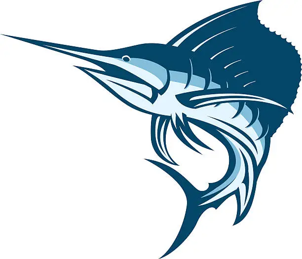 Vector illustration of Image of powerful sailfish with sharp mouth