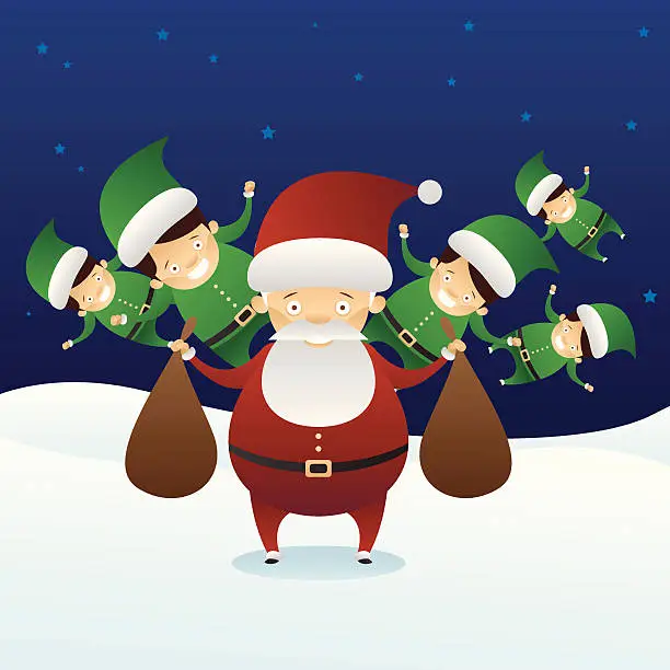 Vector illustration of Santa claus bring a present to you.