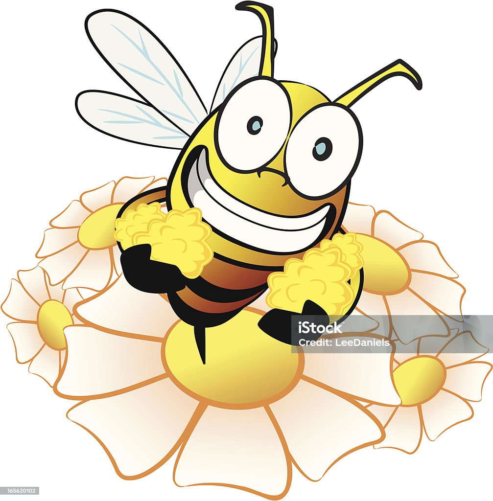 Abeille collecte nectar Dessin animé - clipart vectoriel de Abeille libre de droits